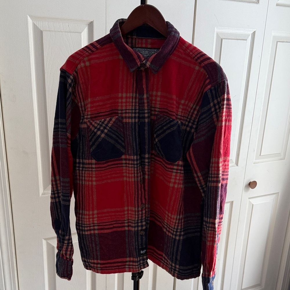 Trademark Red and Blue Plaid Button-Up Shirt